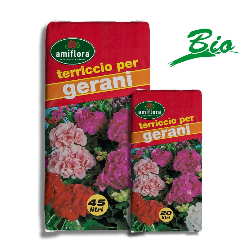 Terriccio per GERANI - anche per agricoltura biologica - Amiflora.